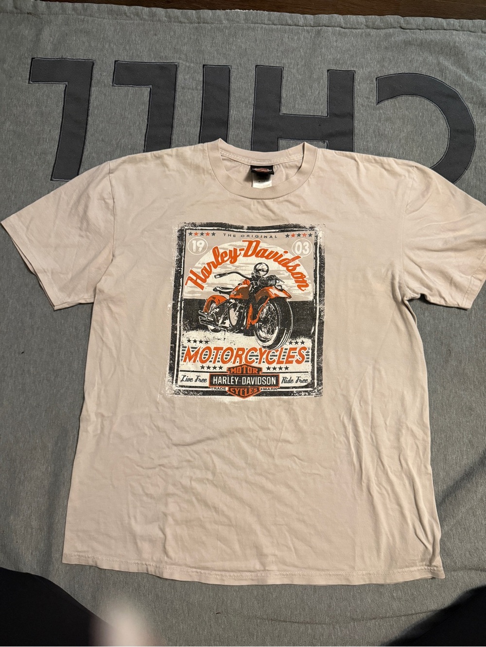 Harley-Davidson Beige Short Sleeve Motorcycle Graphic Tee